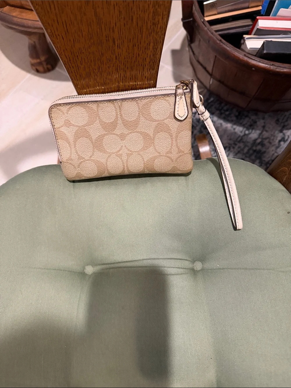 Coach Signature Canvas Wristlet in Beige 6 1/2 x 3 1/2 APX